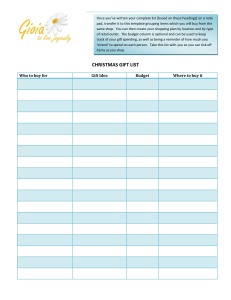 christmas gift list template wRsy
